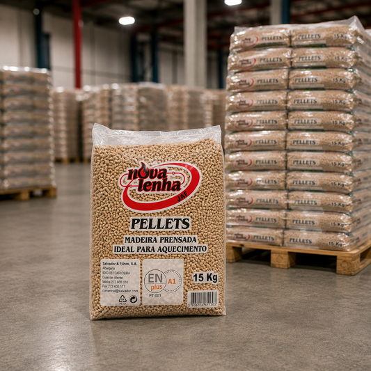 Pellets NovaLenha – Palete de 77 Sacos de 15 kg | 1.155 kg