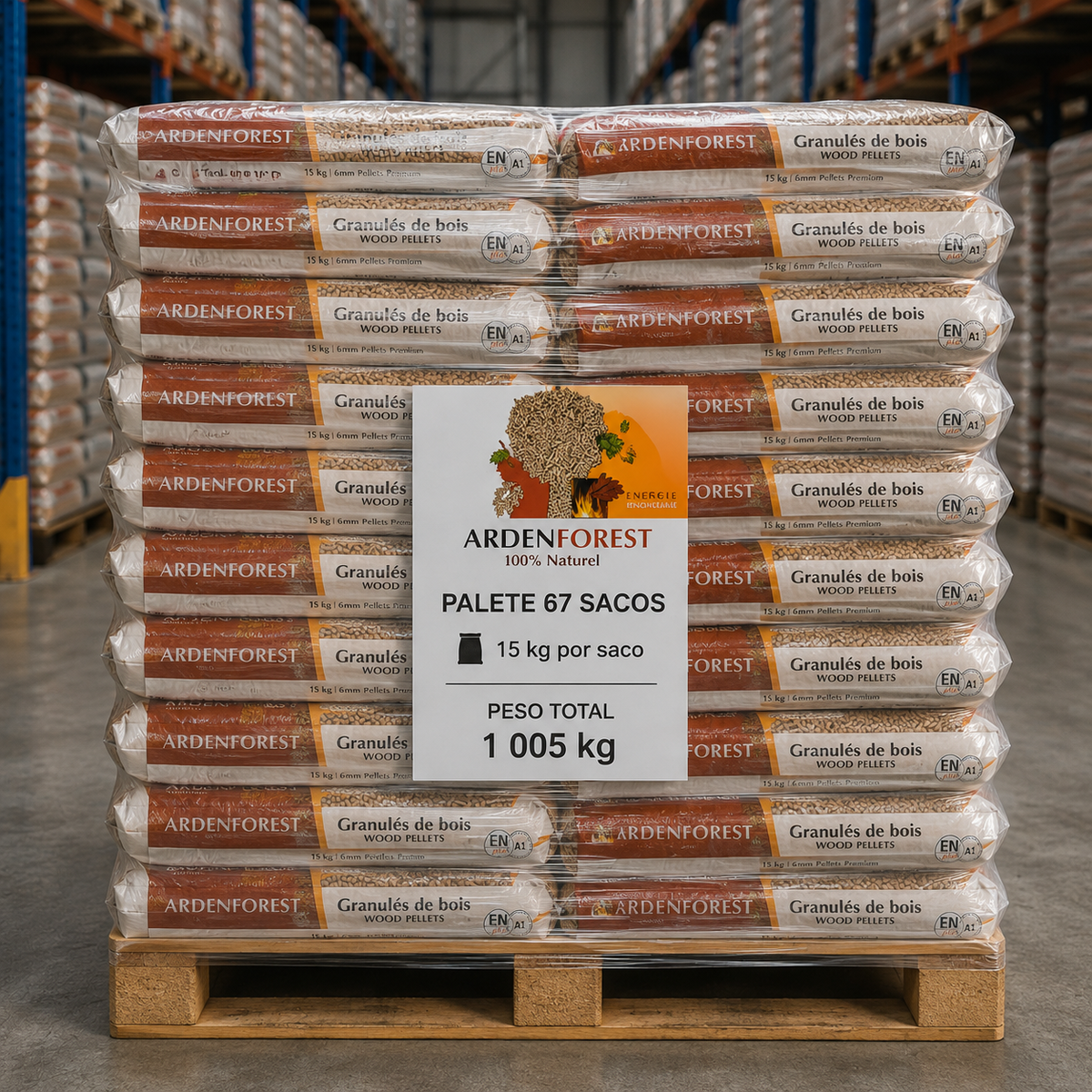 Pellets Ardenforest – Palete de 67 Sacos de 15 kg | 1.005 kg