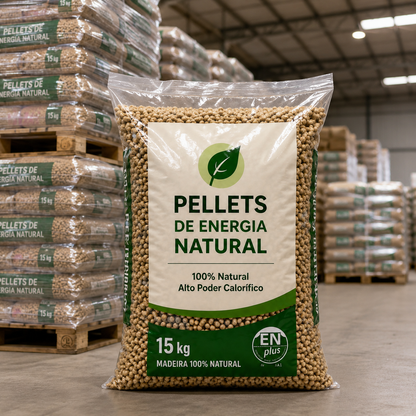 Pellets de Energia Natural – Palete de 67 Sacos de 15 kg | 1.005 kg