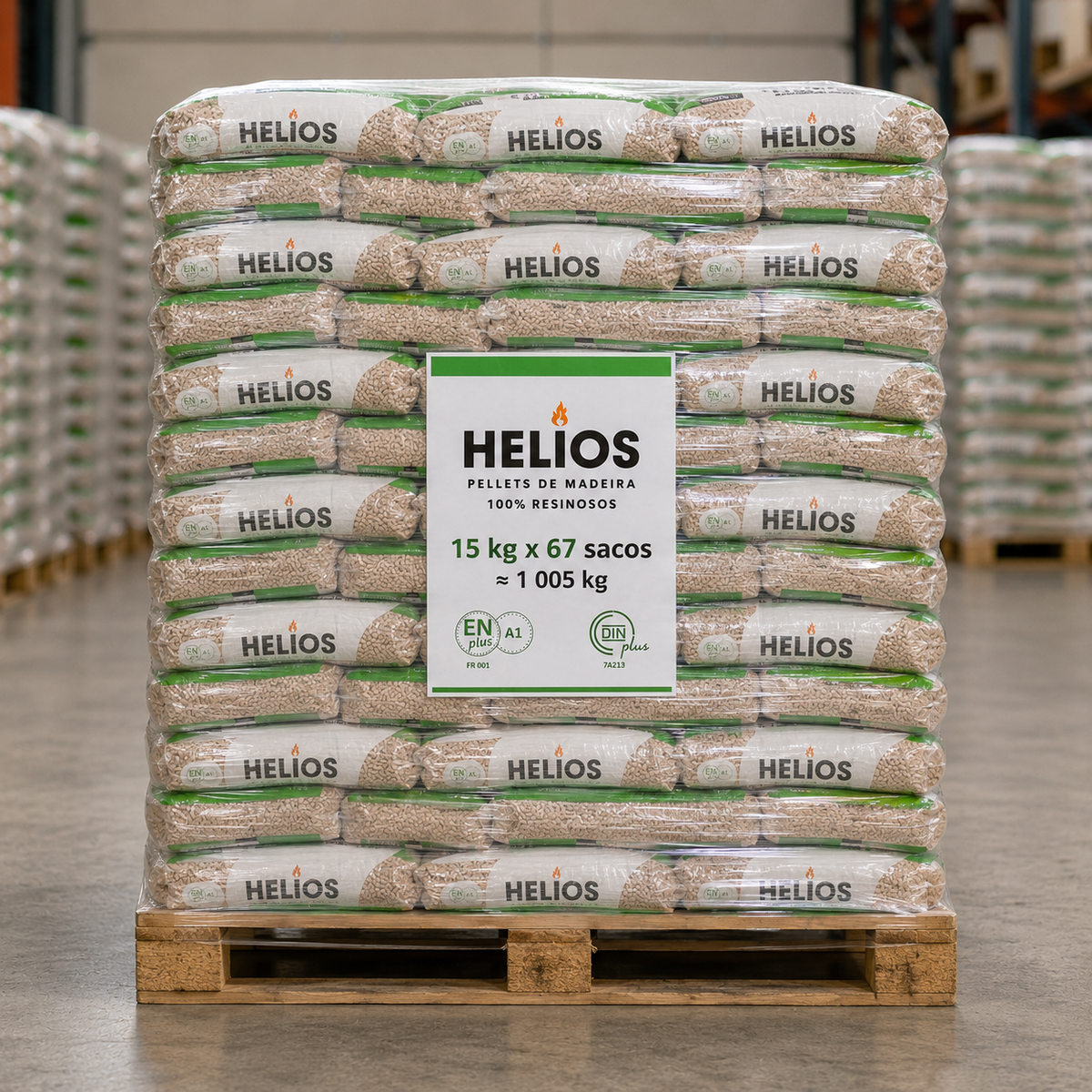 Pellets HELIOS – Palete de 67 Sacos de 15 kg | 1.005 kg
