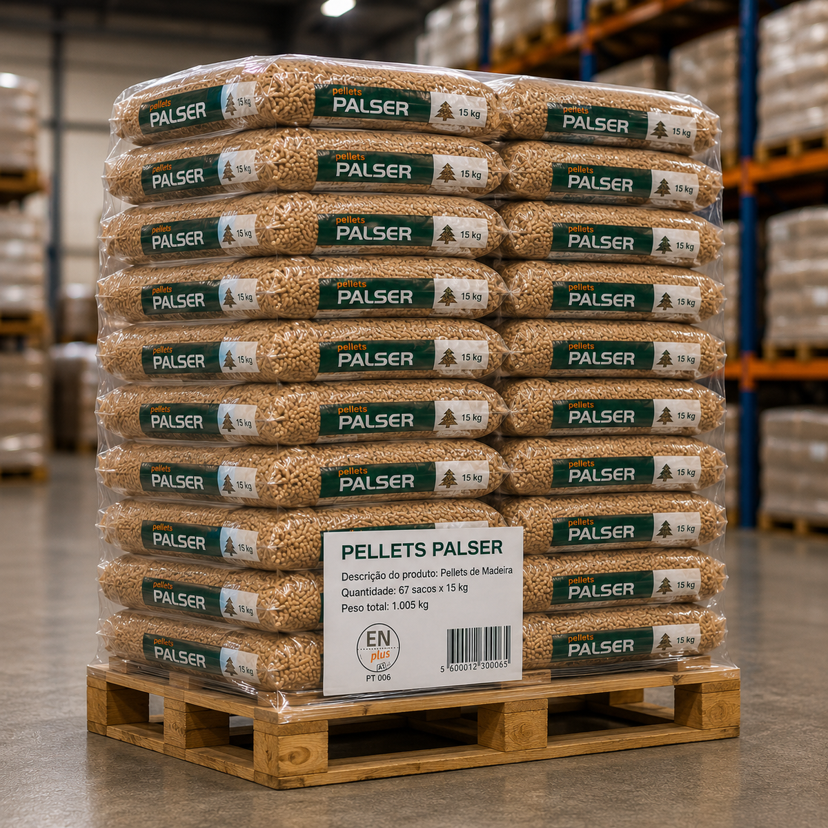 Pellets Palser – Palete de 67 Sacos de 15 kg | 1.005 kg