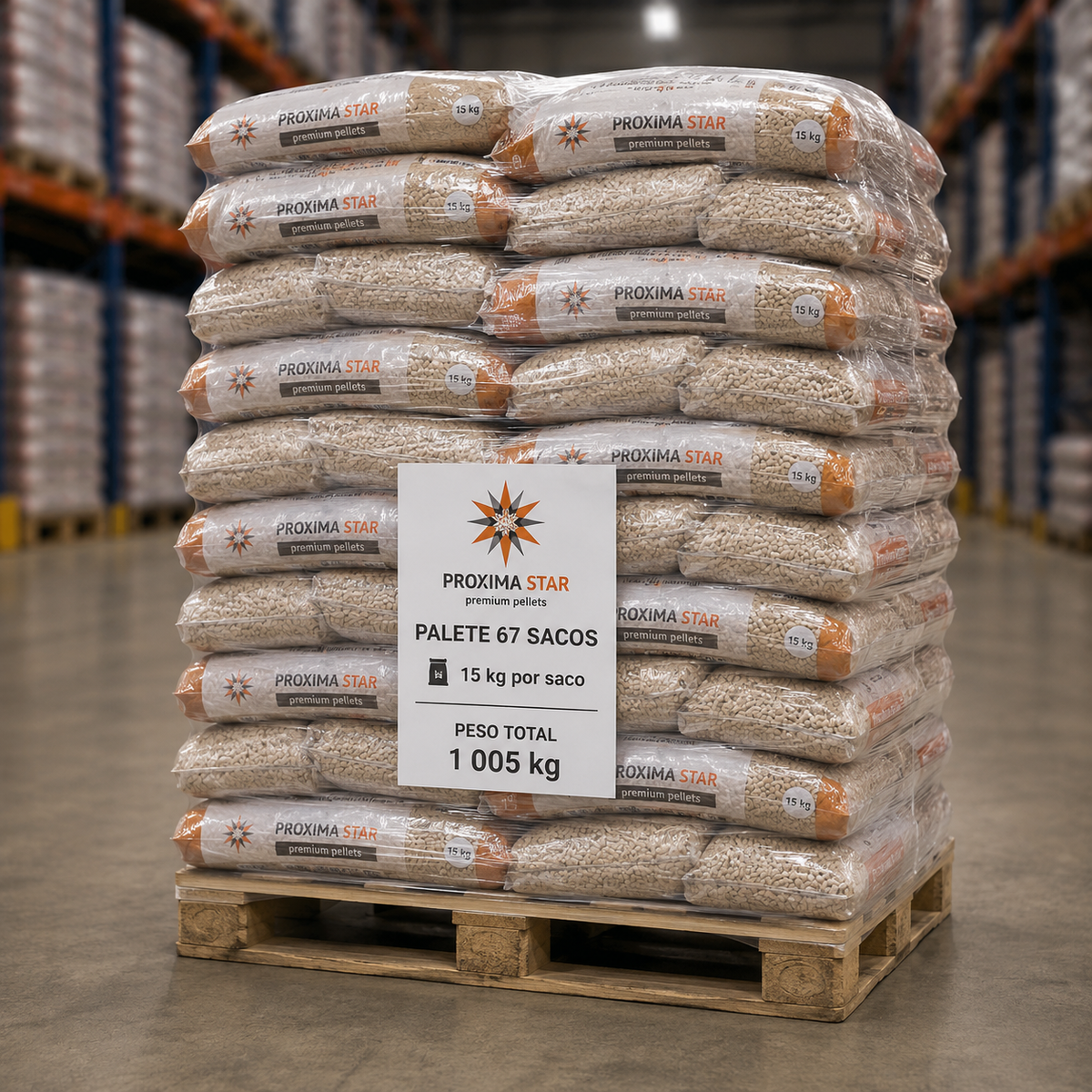 Pellets Proxima Star – Palete de 67 Sacos de 15 kg | 1.005 kg