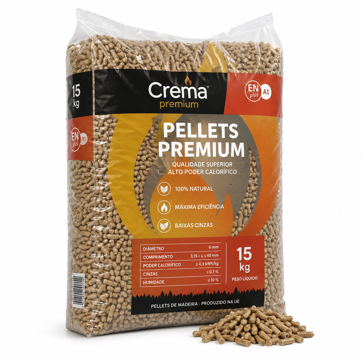 Pellets de Madeira Crépito Premium – Palete de 67 Sacos 1.005 kg