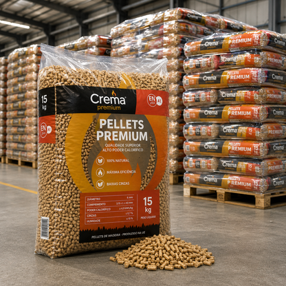 Pellets de Madeira Crépito Premium – Palete de 67 Sacos 1.005 kg