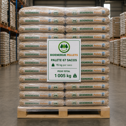 Pellets Bio Energy – Palete de 67 Sacos de 15 kg | 1.005 kg