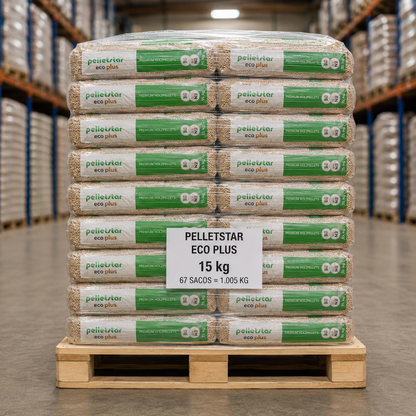 Pellets DIN Pellets – Palete de 67 Sacos de 15 kg | 1.005 kg